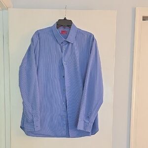 Alfani Blue Dress Shirt with Vertical Stripes